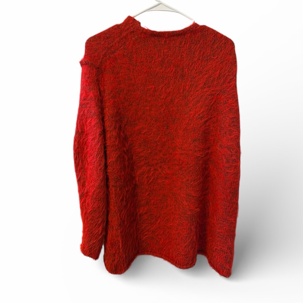 Free People Sparrow Pullover Fuzzy V-neck Sweater. XS Red.‎ Oversized. Boho. - Picture 5 of 7
